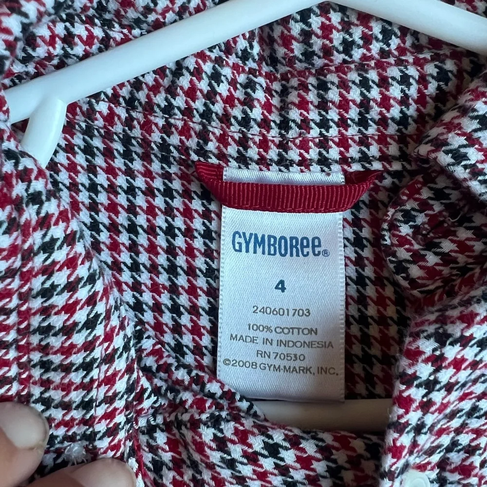 Gymboree Red Black and White Houndstooth Button-Down Shirt